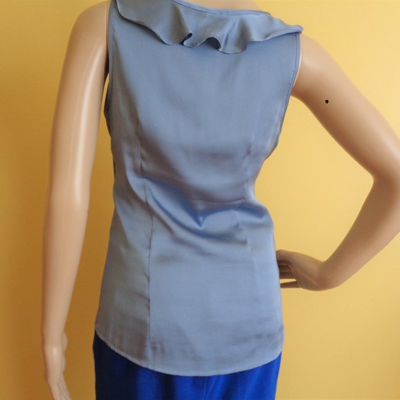 The Limited sleeveless ruffle front top ice blue - Picture 3 of 5